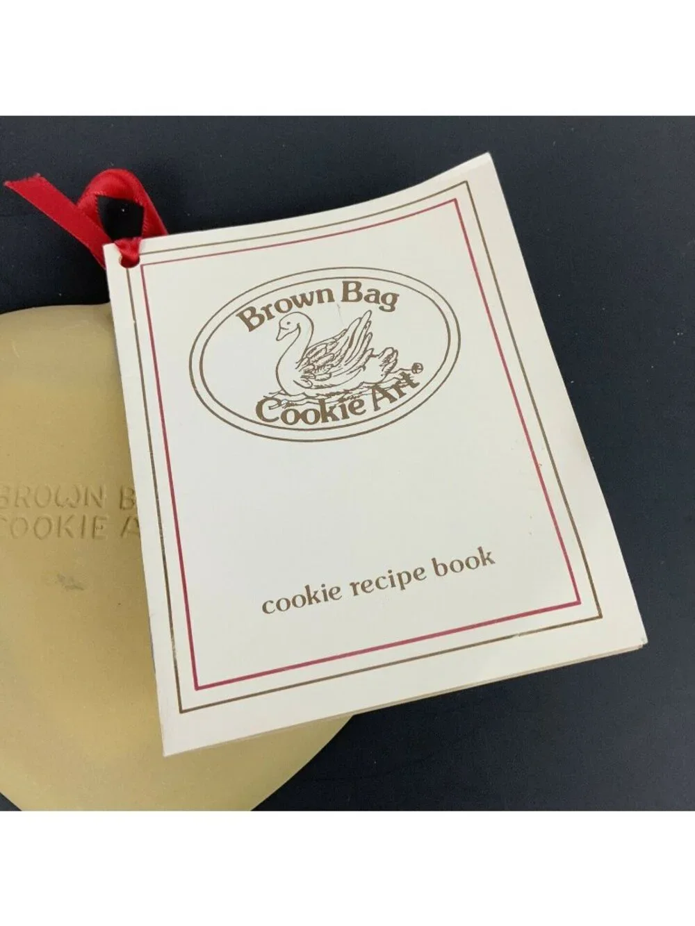 Brown Bag Cookie Art 1985 Heart Shaped Love Birds Mold & Recipe Book Stoneware